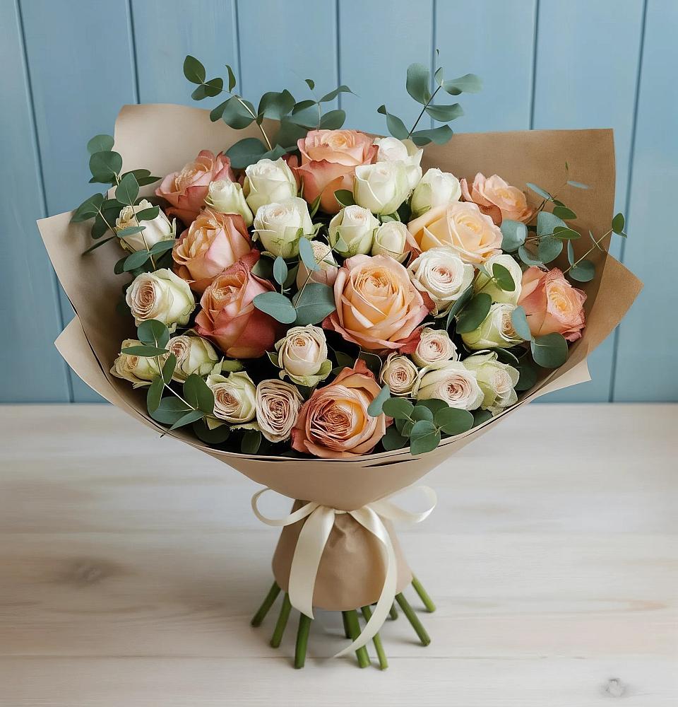 Букет цветов из: Альстромерии и Розы в Амерево