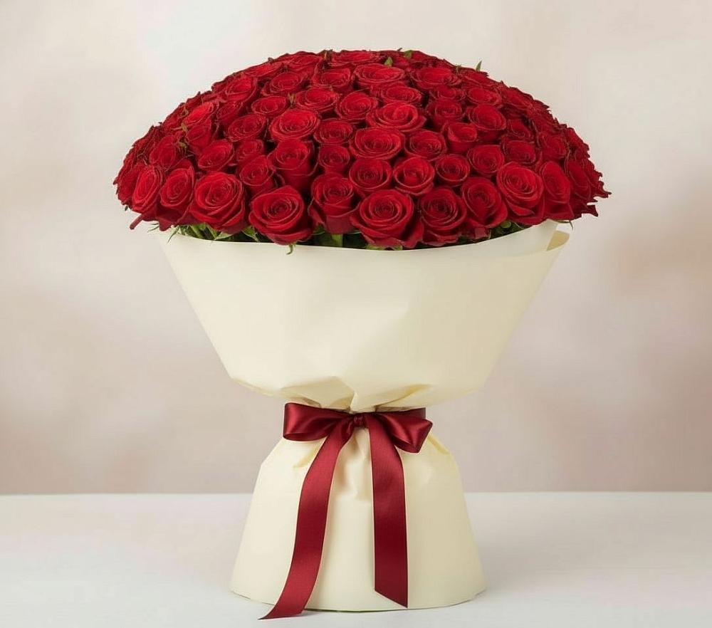 Букет 101 Красная роза Милано в Амерево