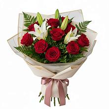 Букет цветов из:  Лилии и Розы в Амерево