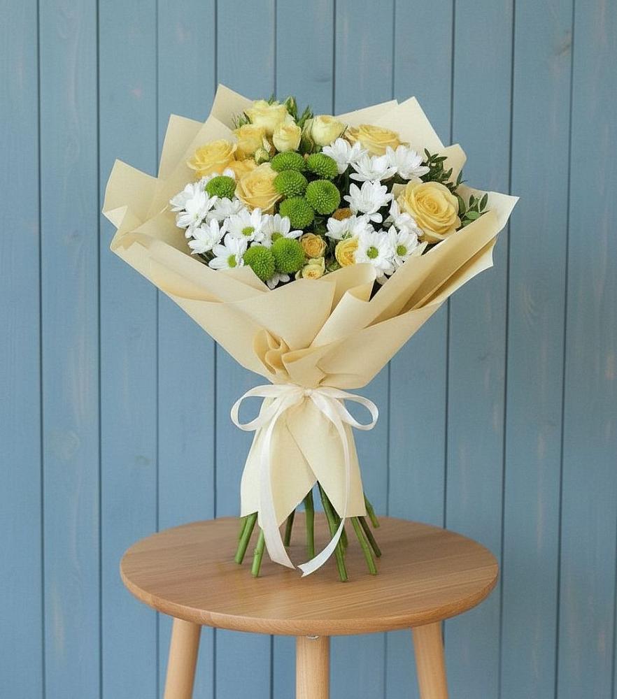 Букет цветов из: Хризантемы и Розы в Амерево