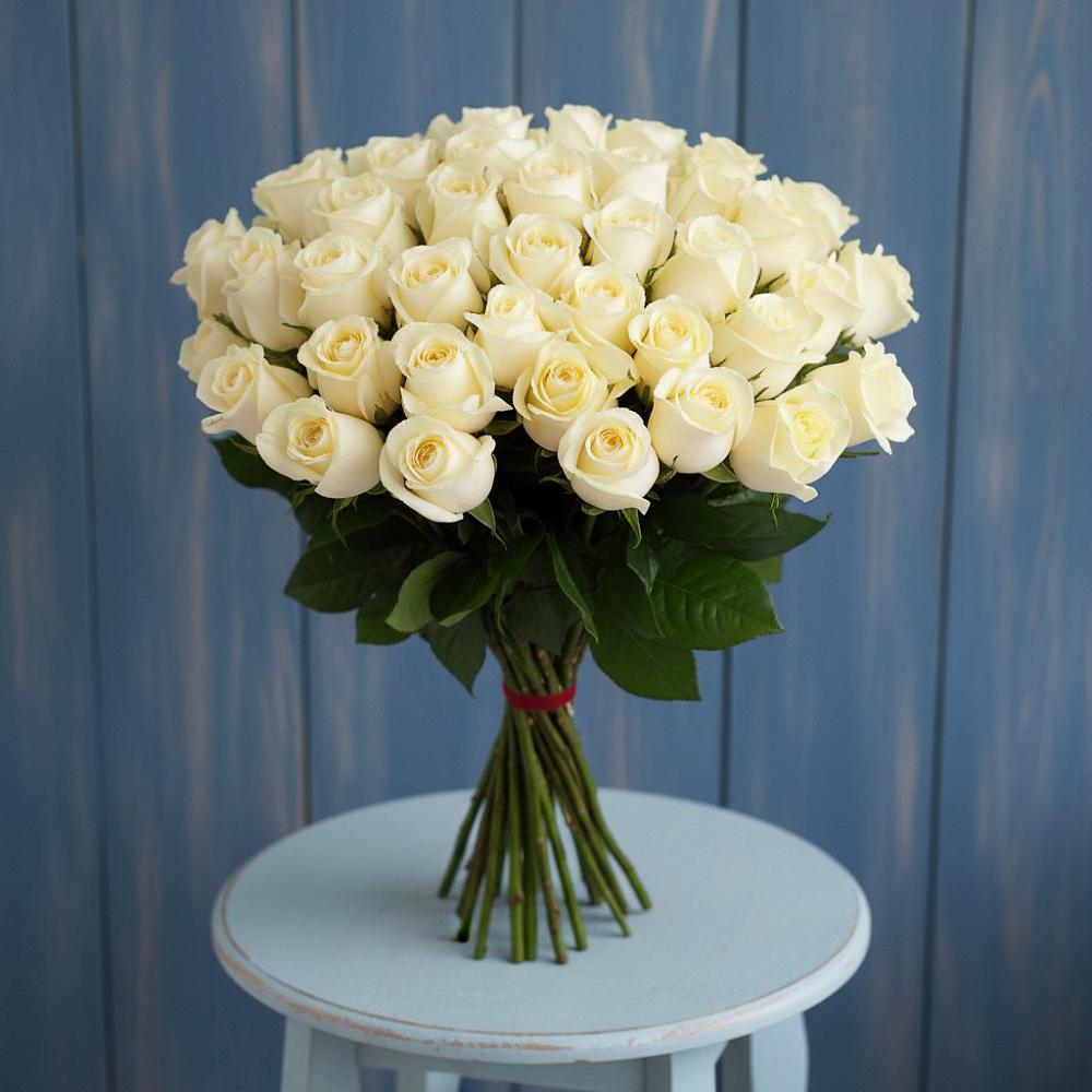 Букет 51 Белая роза Эдлесс Лав в Амерево