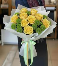 Букет цветов из:  Хризантемы и Розы в Амерево