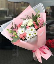 Букет цветов из:  Розы, Лизиантусы и Хризантемы в Амерево
