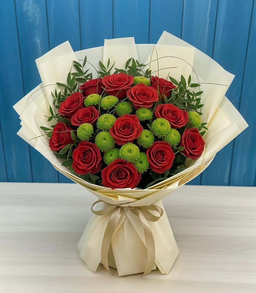 Букет цветов из: Розы и Хризантемы в Амерево