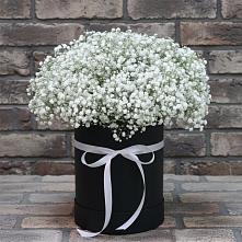 Цветочная композиция из Гипсофила в шляпной коробке в Амерево