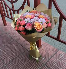 Букет цветов из:  Хризантемы и Розы #REPLACE_PRED# Амерево