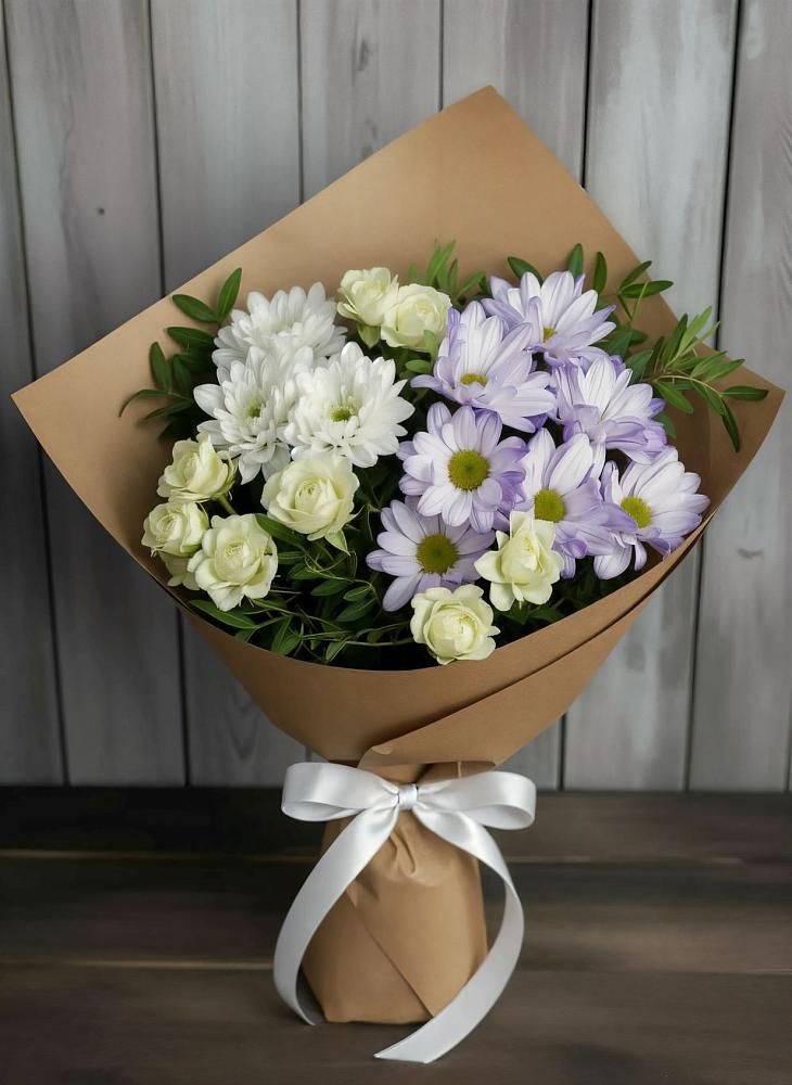 Букет цветов из: Хризантемы и Розы в Амерево